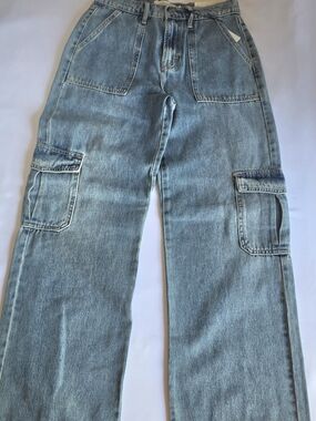 Hidden Jeans Logan Dad Jean Cargo Style Size 26 NWT Light Wash Denim